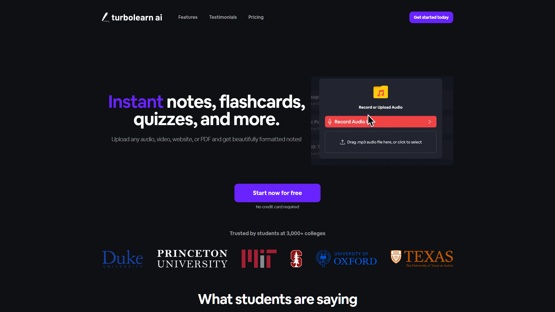 Screenshot for TurboLearn AI