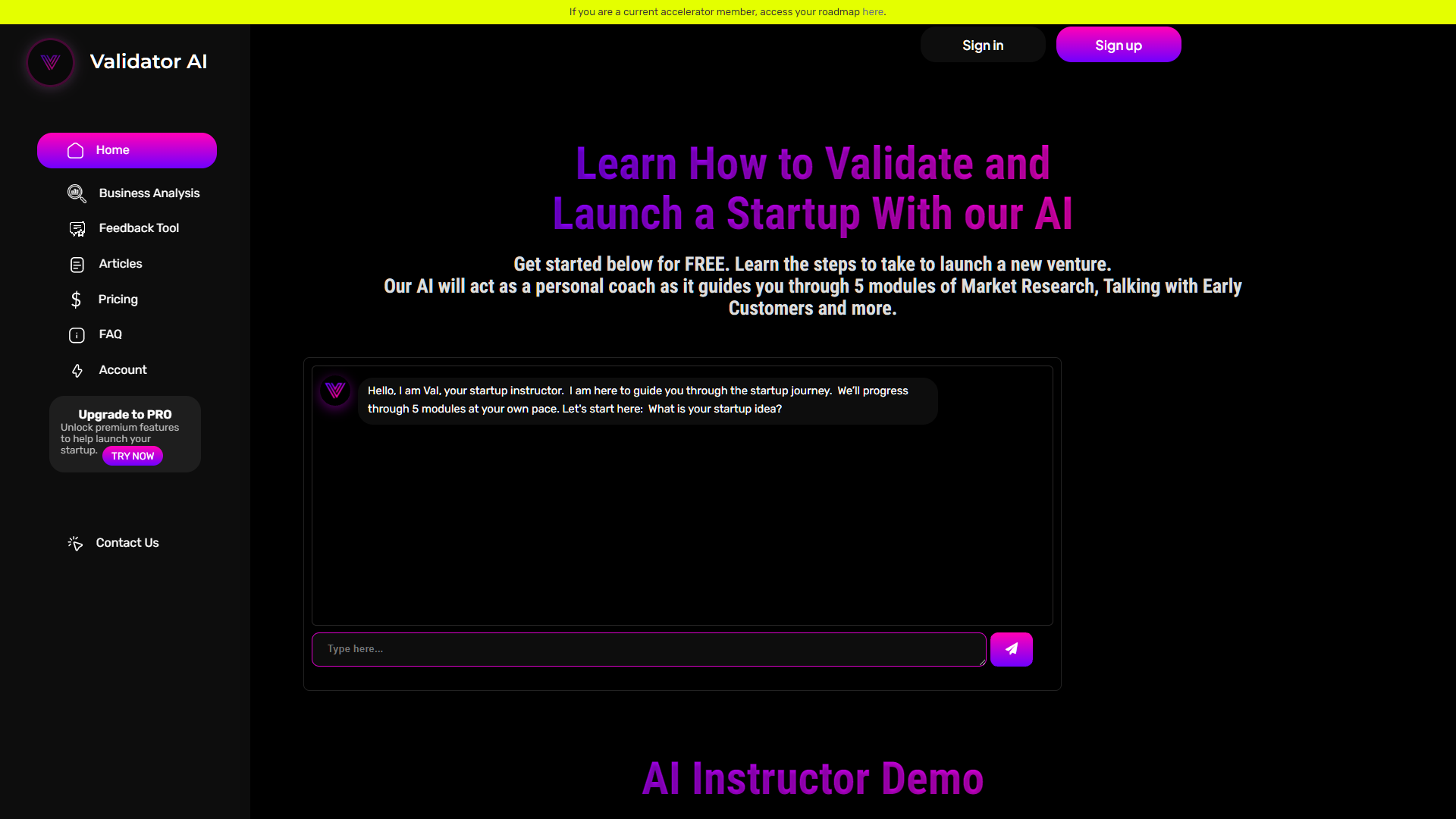 Screenshot for Validator AI