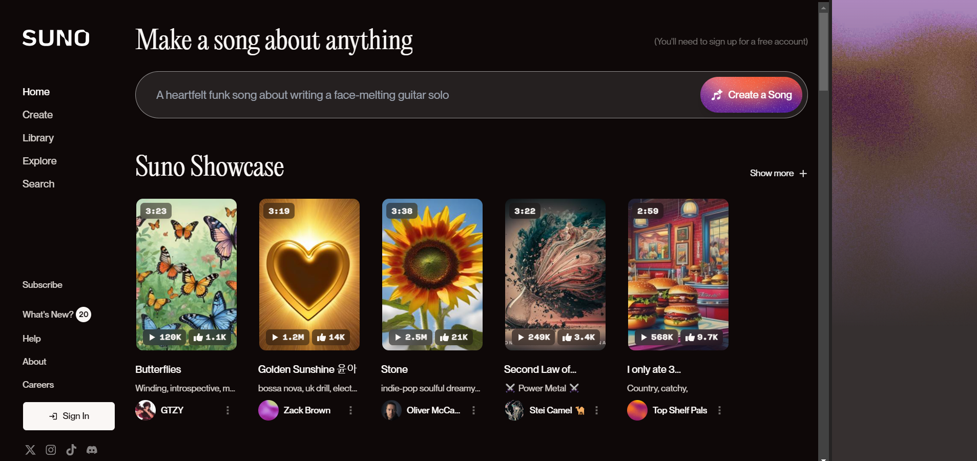Screenshot for Suno AI