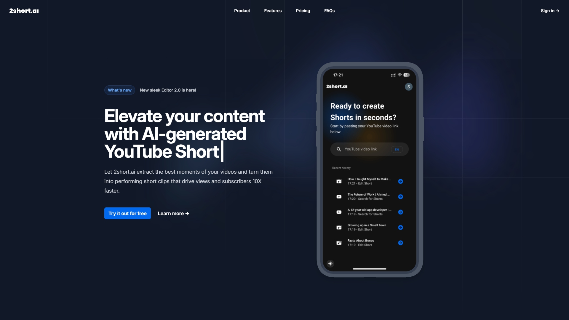 Screenshot for 2short.ai