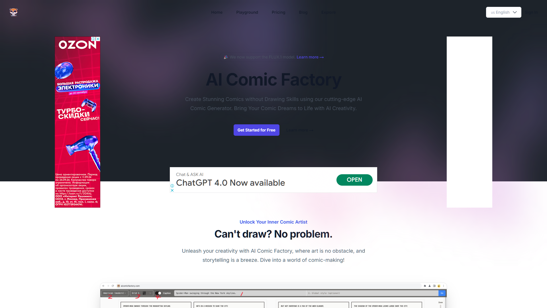 Screenshot for AI Comic Factory