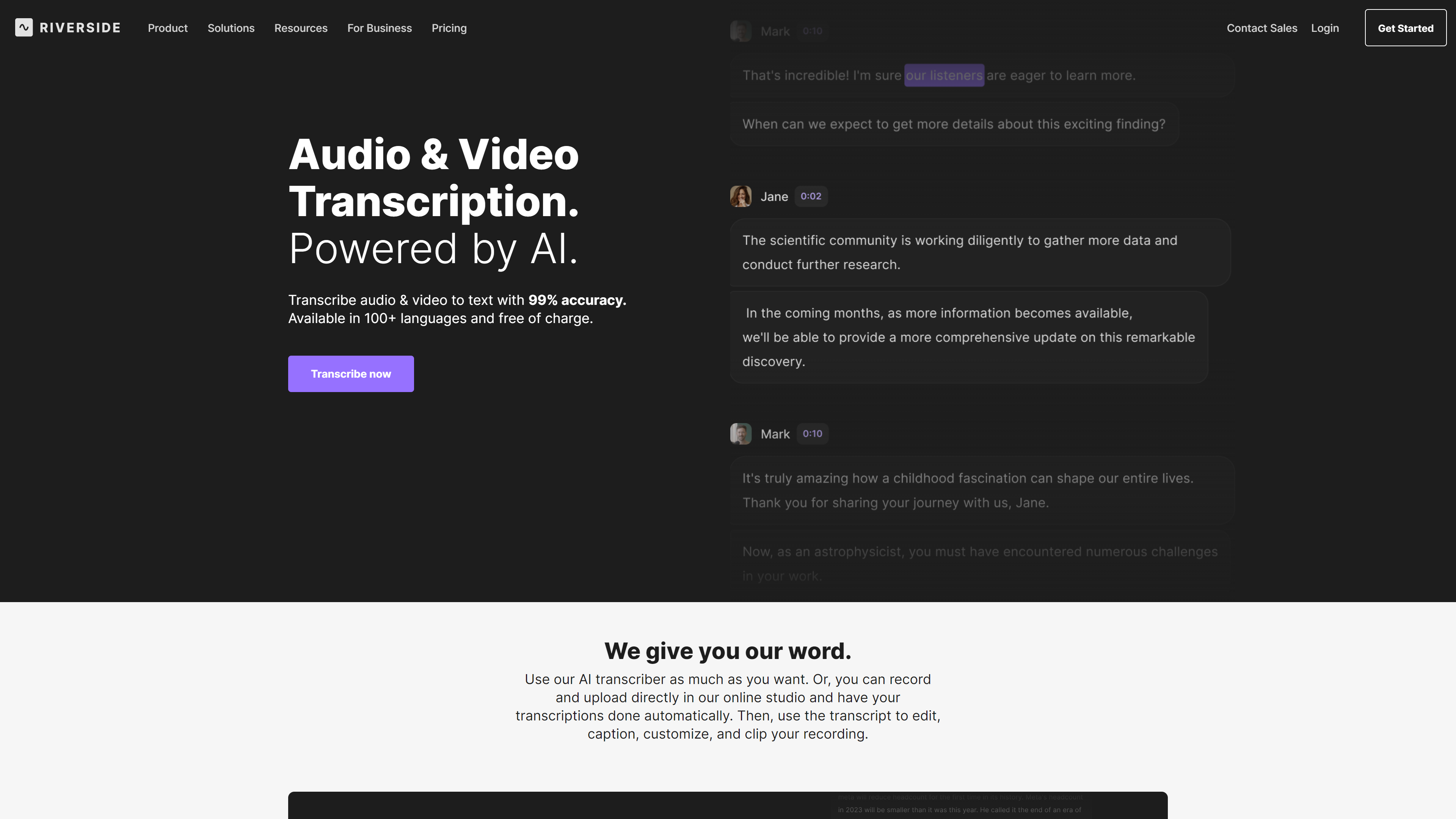 Screenshot for AI Transcriptions by Riverside