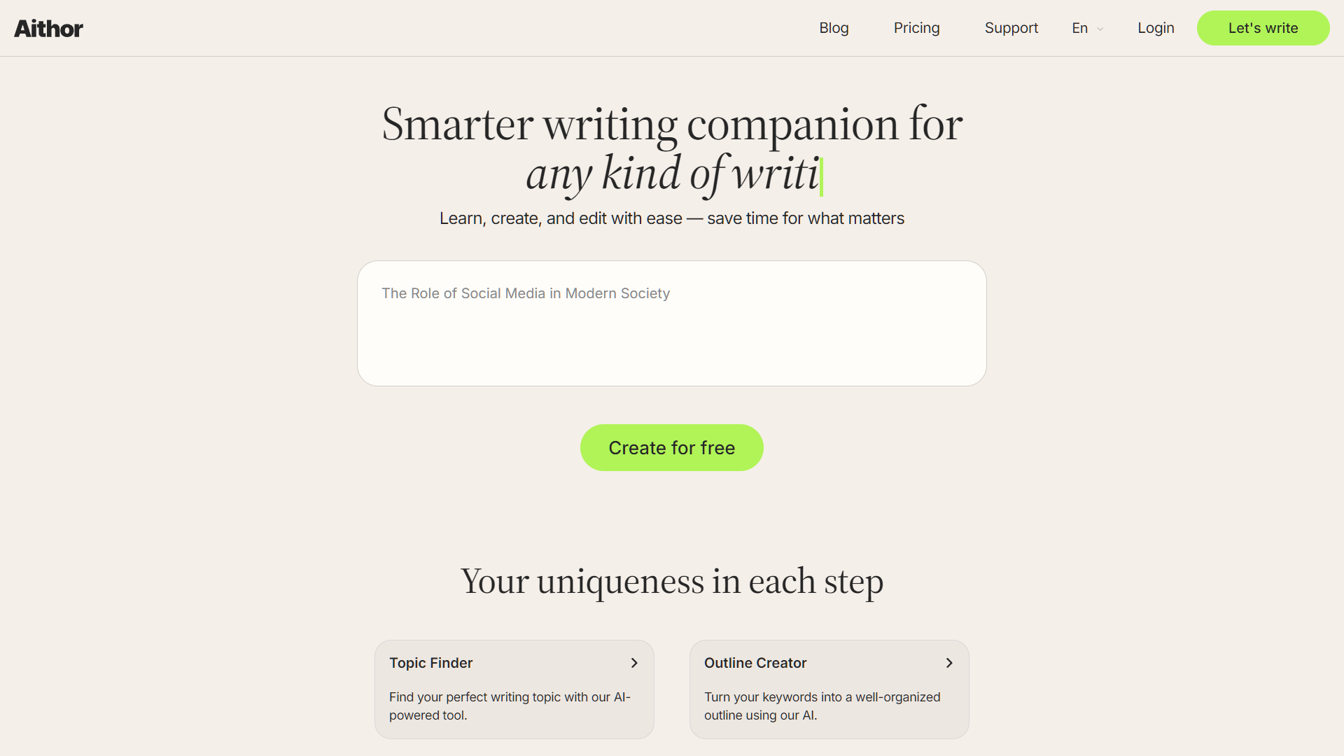Screenshot for Aithor