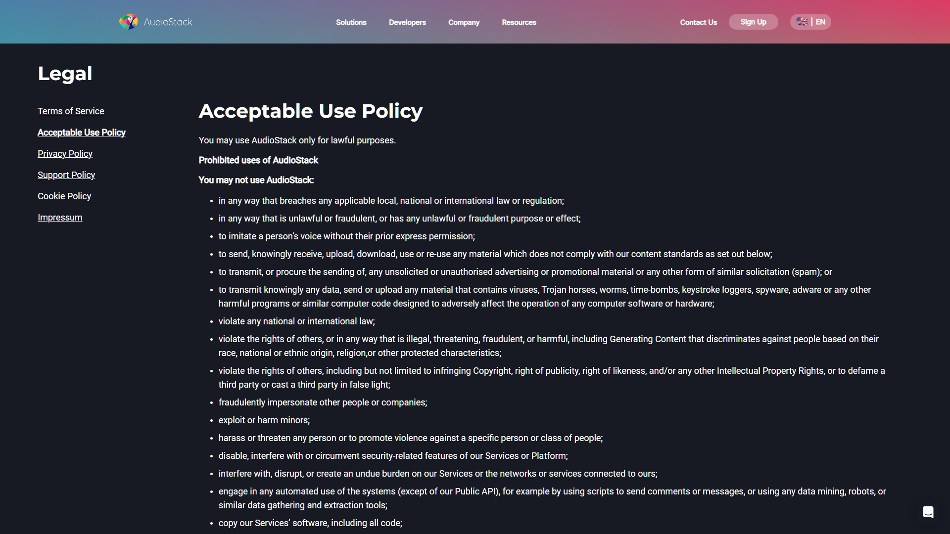 Screenshot for AudioStack