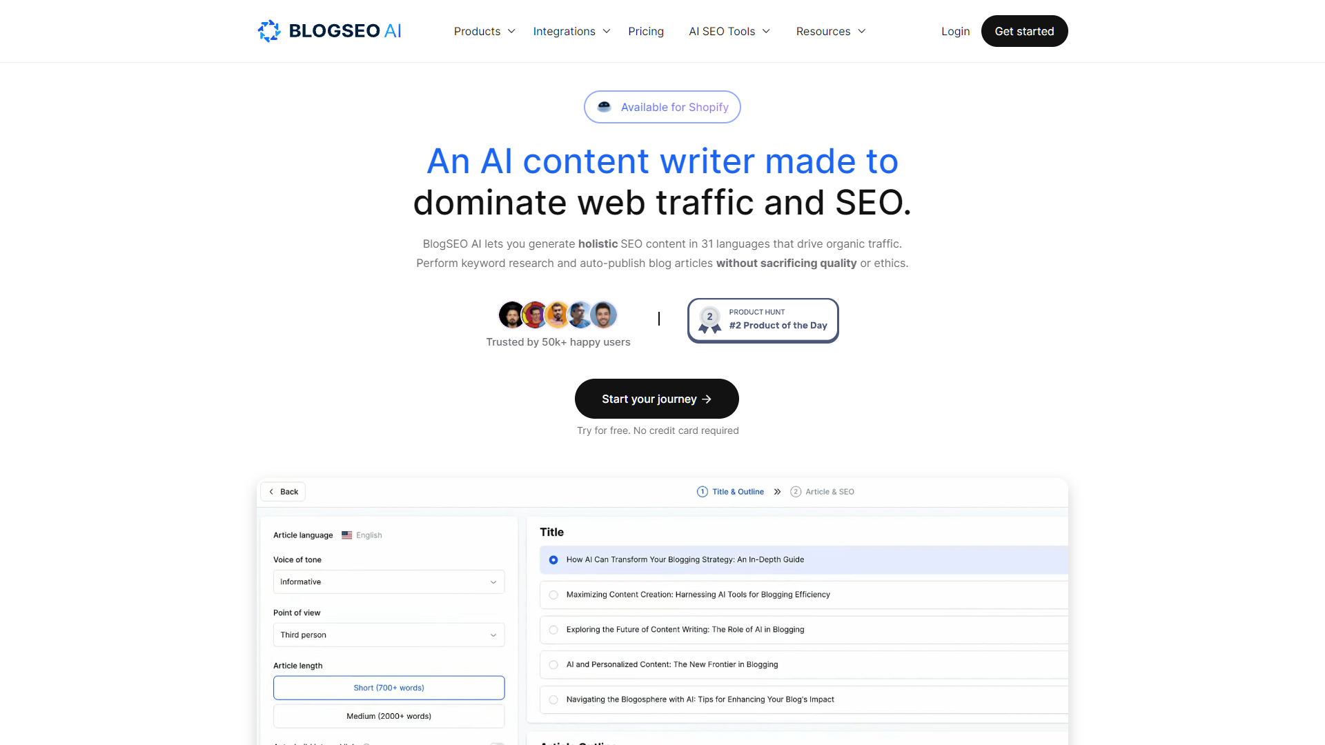Screenshot for BlogSEO AI