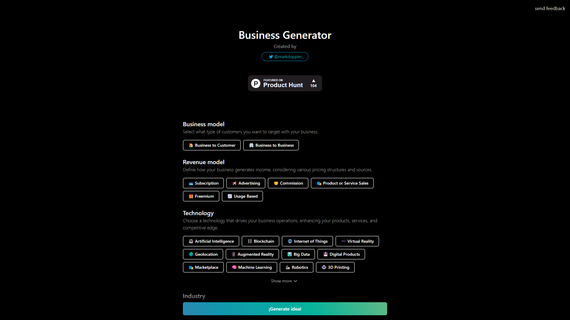Screenshot for Business Generator