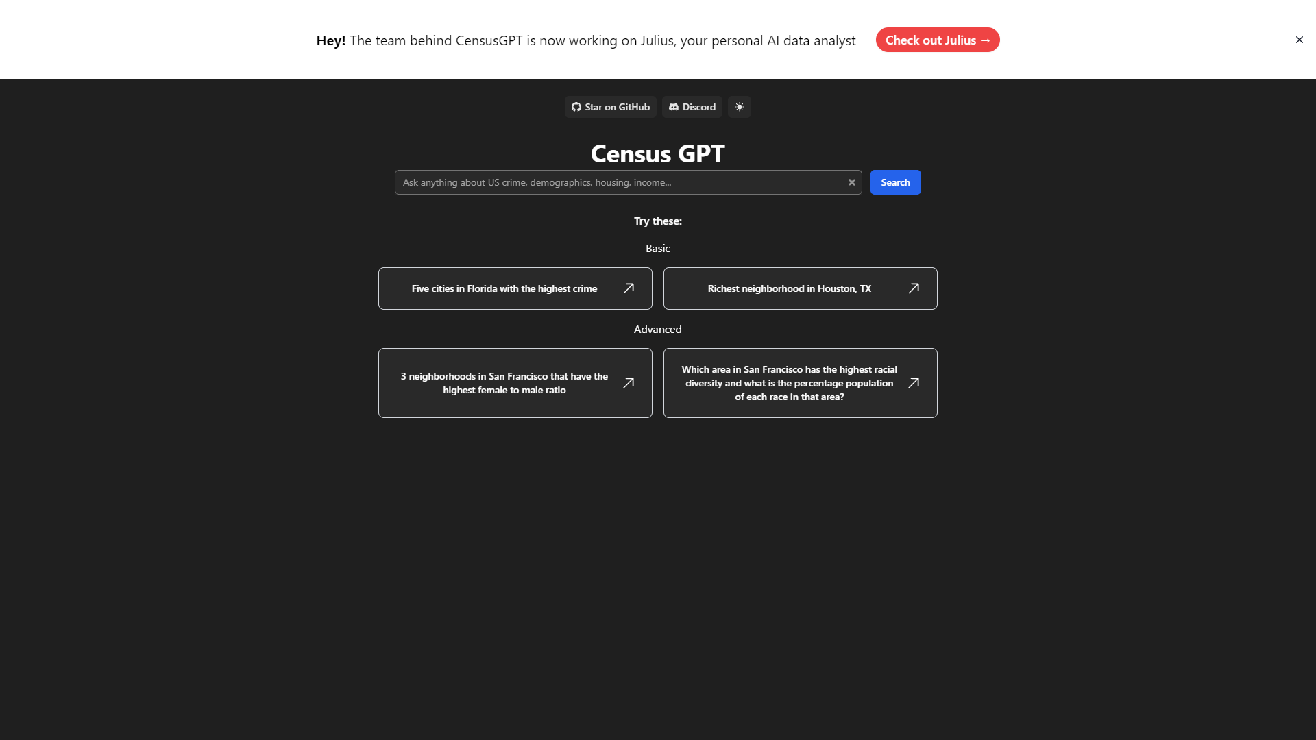 Screenshot for Census GPT