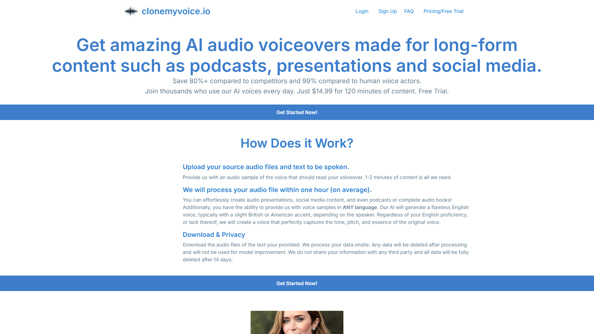 Screenshot for Clonemyvoice.io