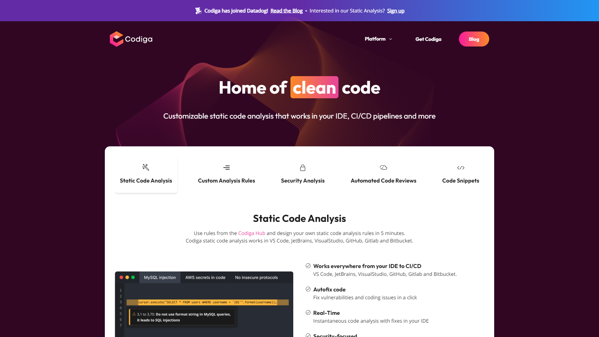 Screenshot for Codiga