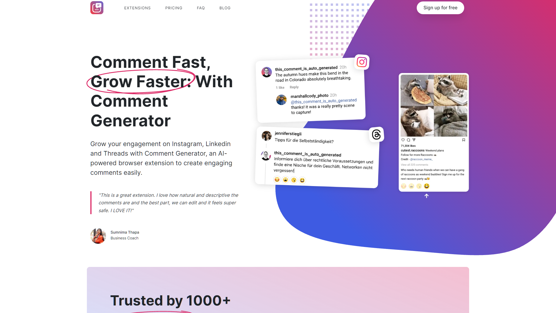 Screenshot for Comment Generator
