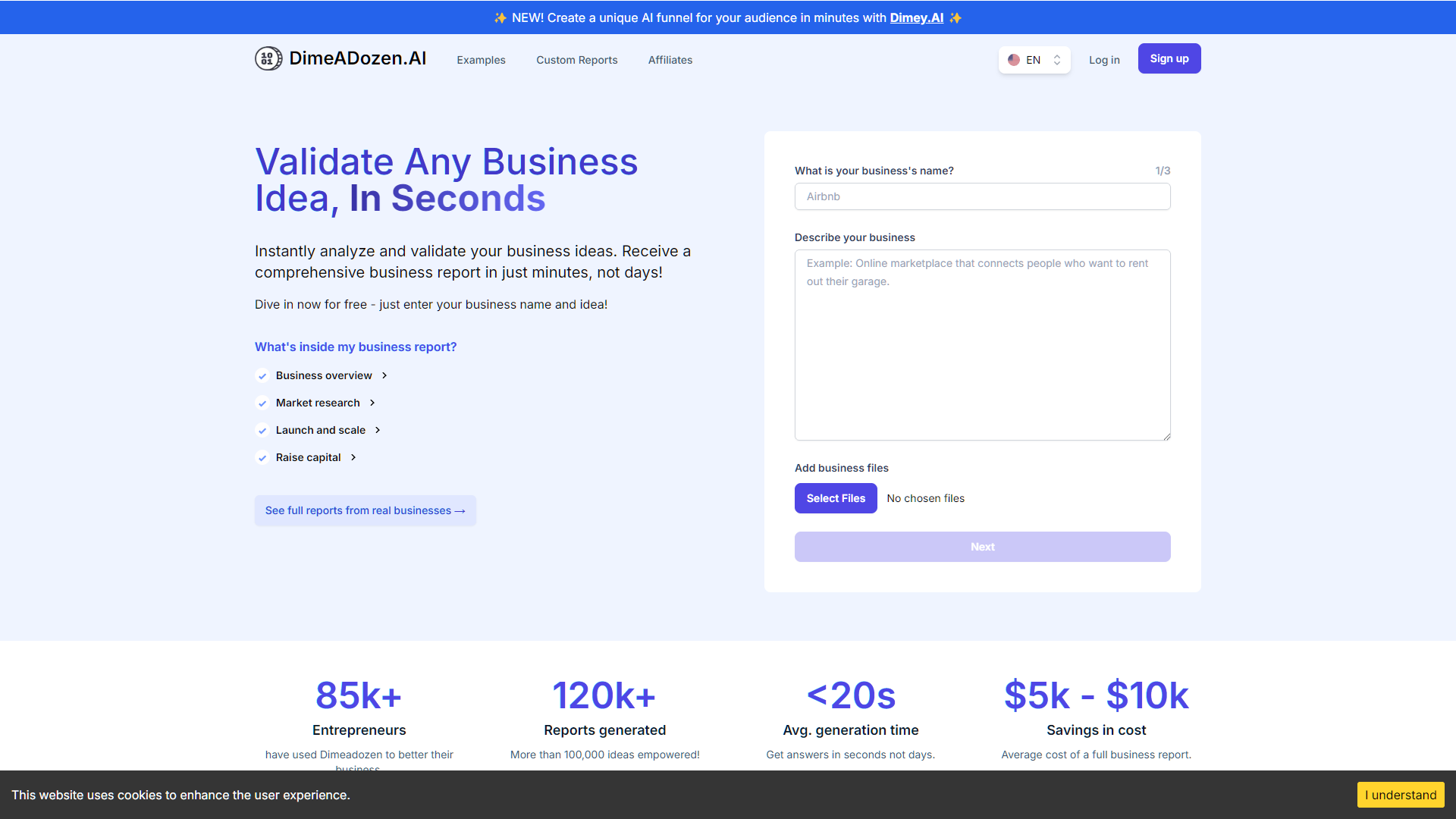 Screenshot for DimeADozen.AI