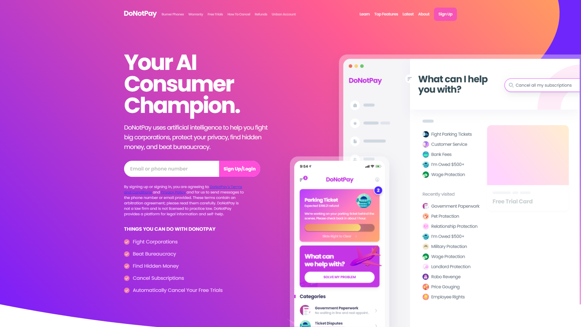 Screenshot for DoNotPay
