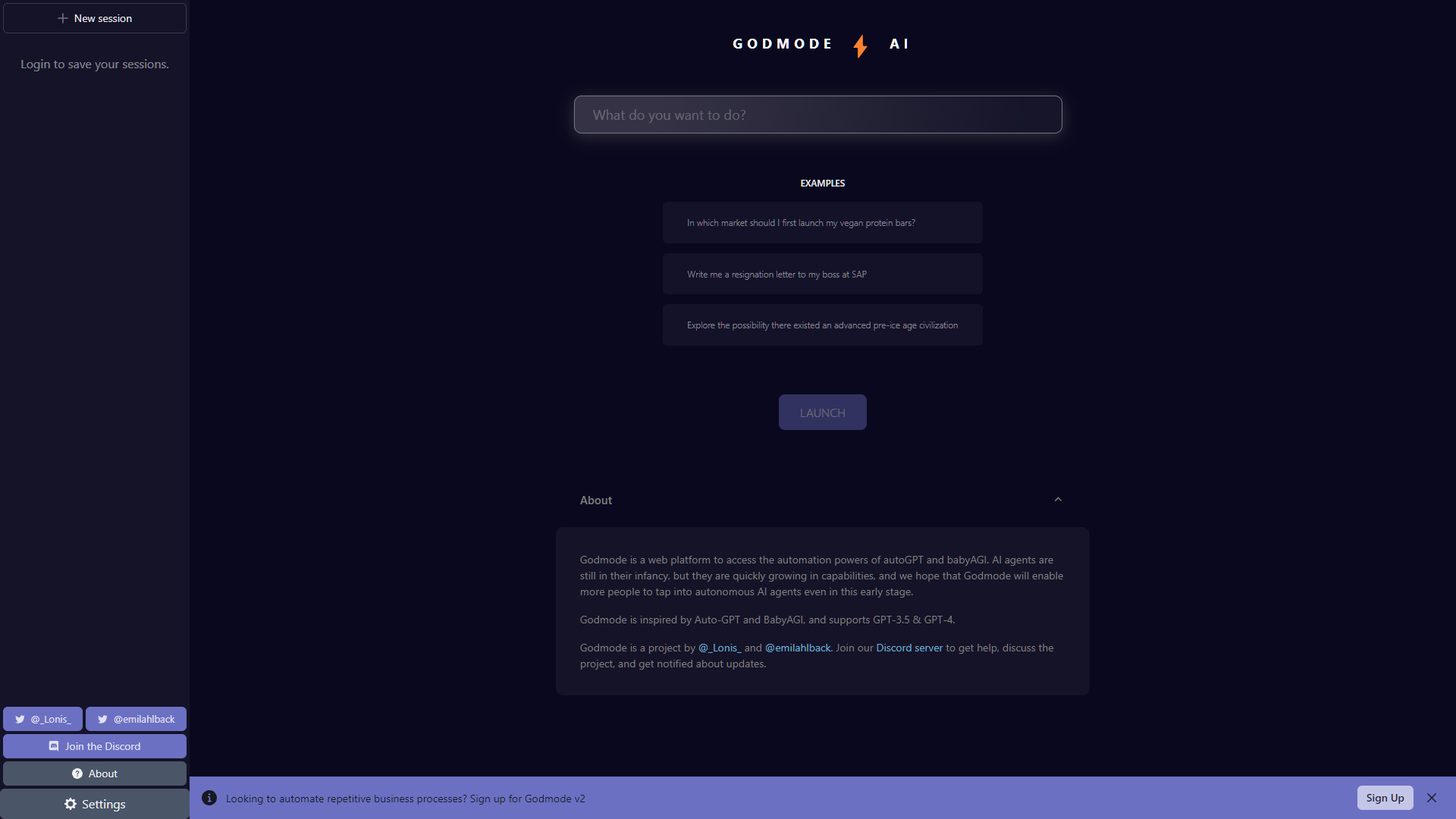Screenshot for Godmode AI