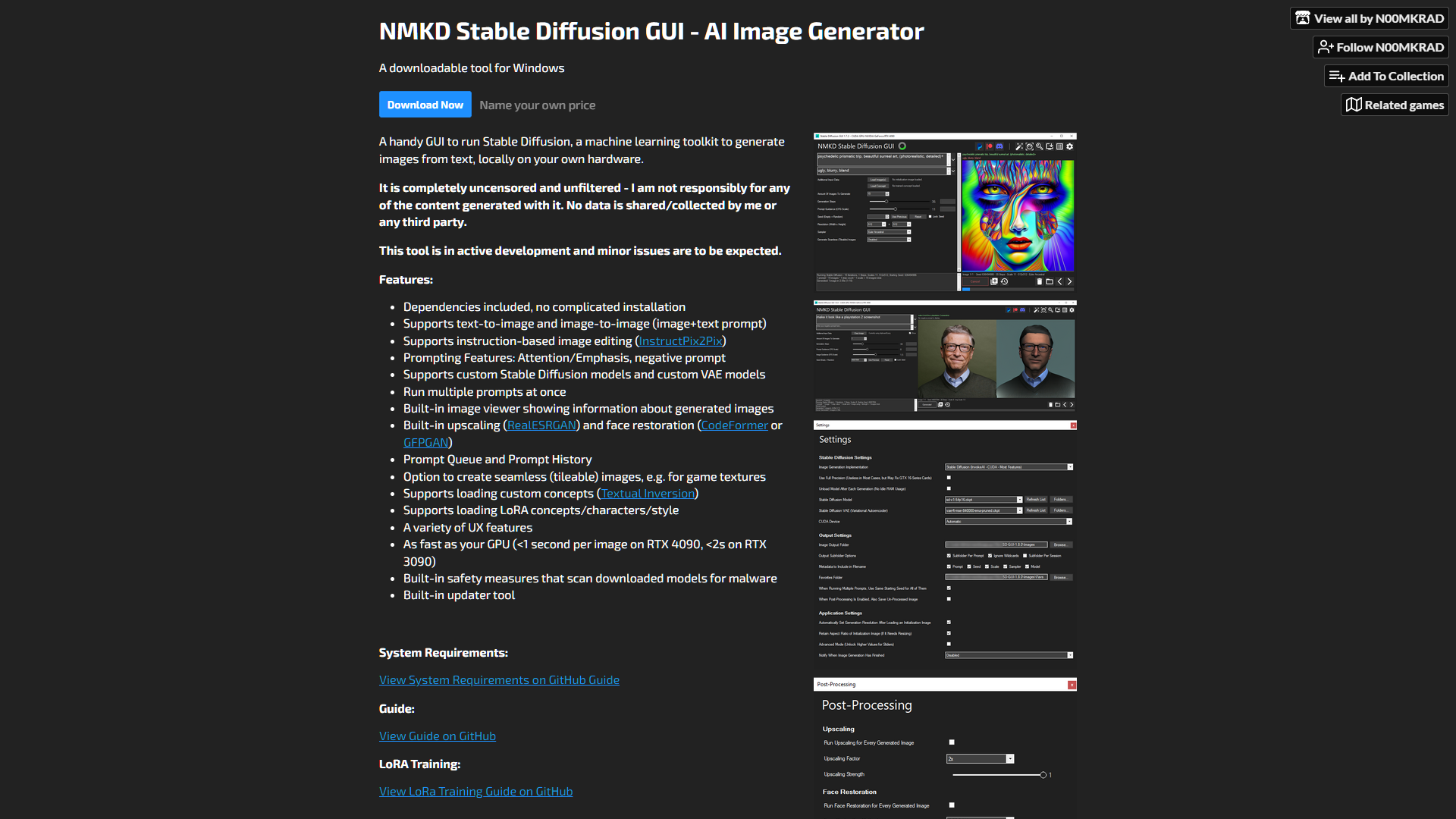 Screenshot for NMD Stable Diffusion GUI