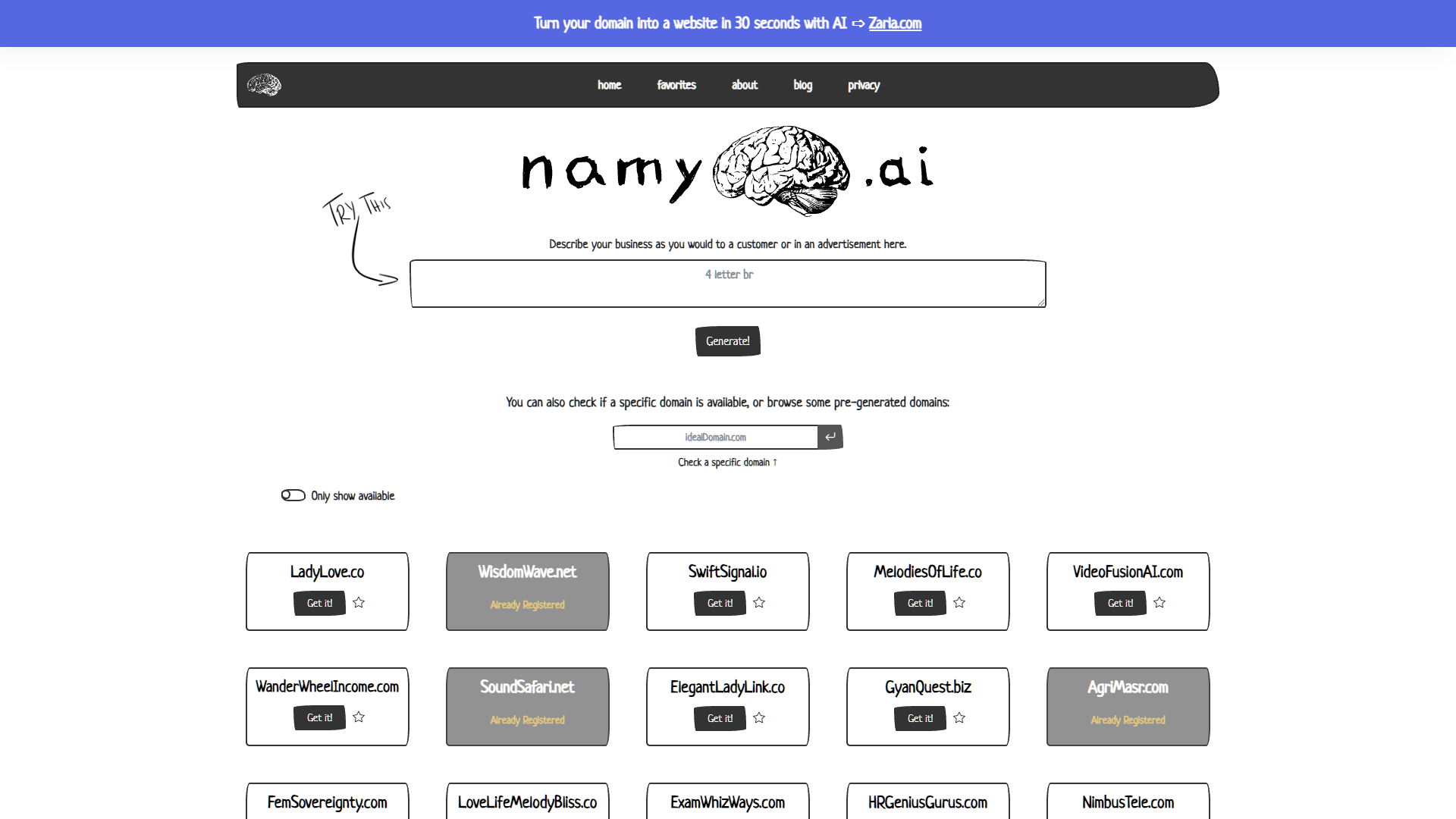 Screenshot for Namy.ai