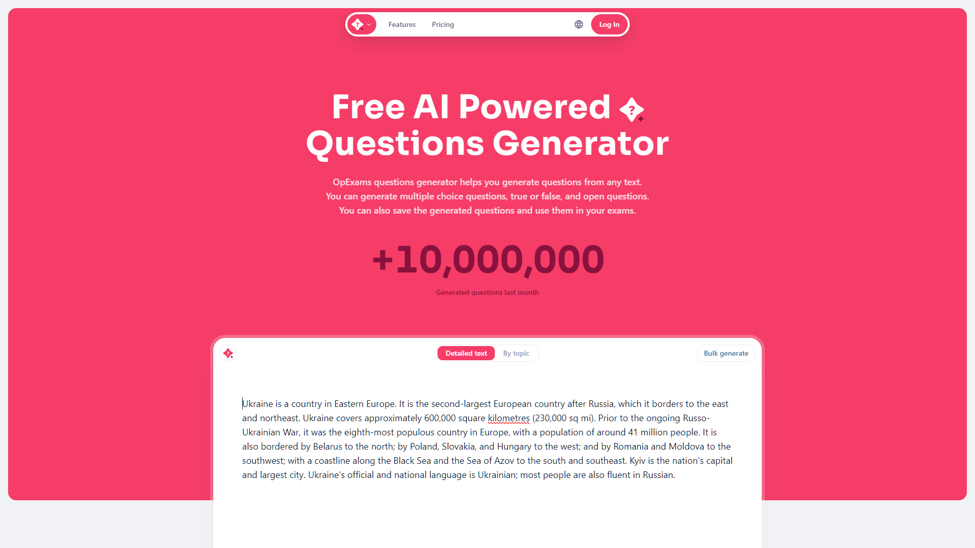Screenshot for OpExams AI Questions Generator