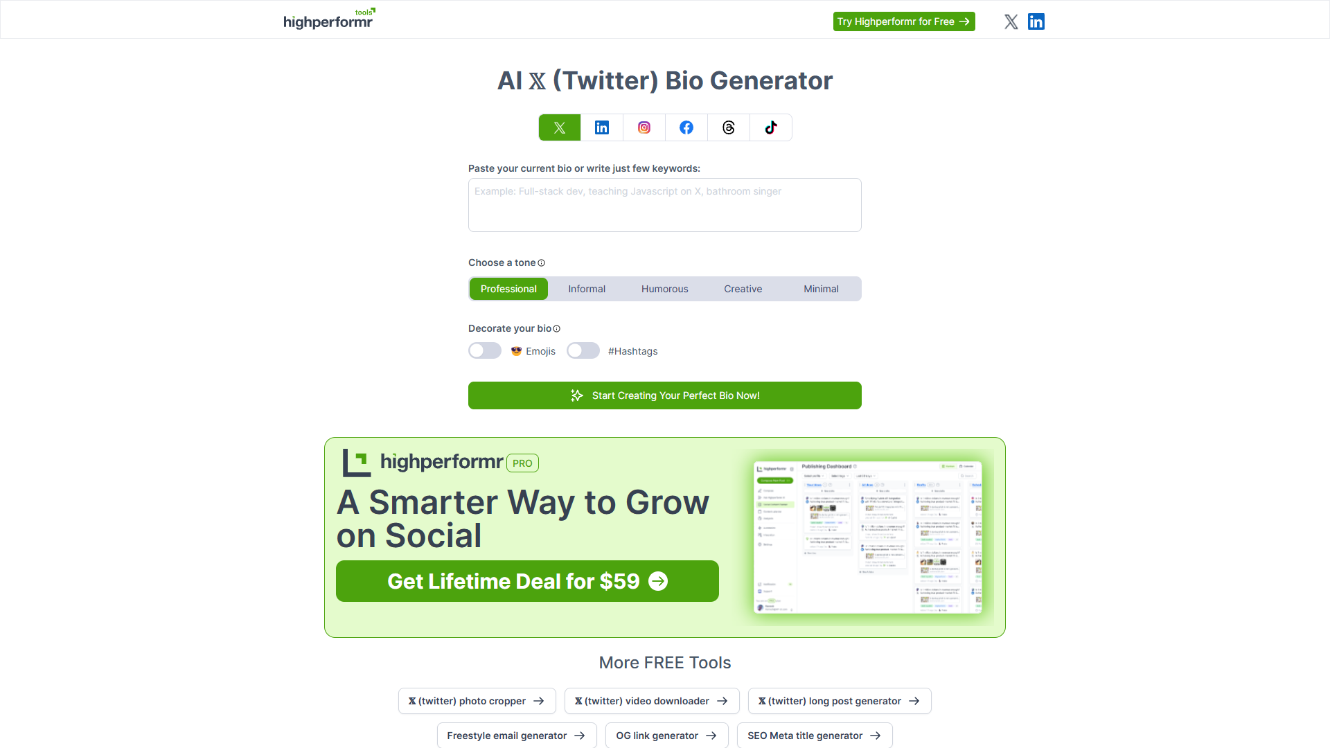 Screenshot for Highperformr X Bio Generator