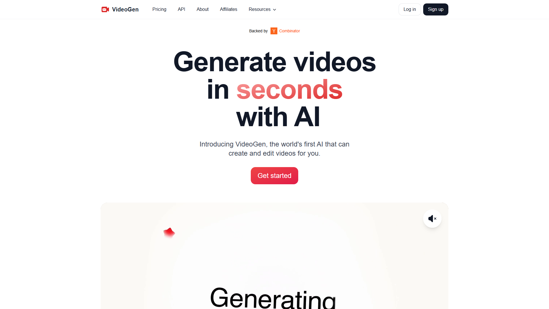 VideoGen AI Video Generator Interface Screenshot