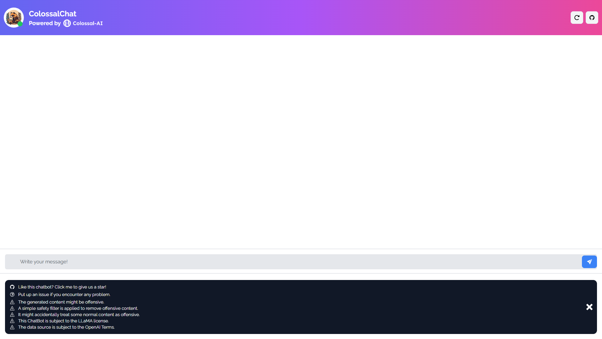 Screenshot for ColossalChat