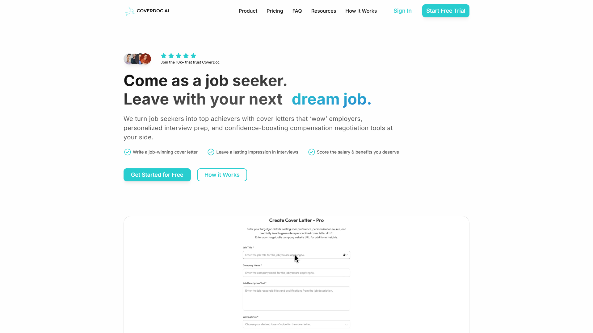 Screenshot for CoverDoc.ai