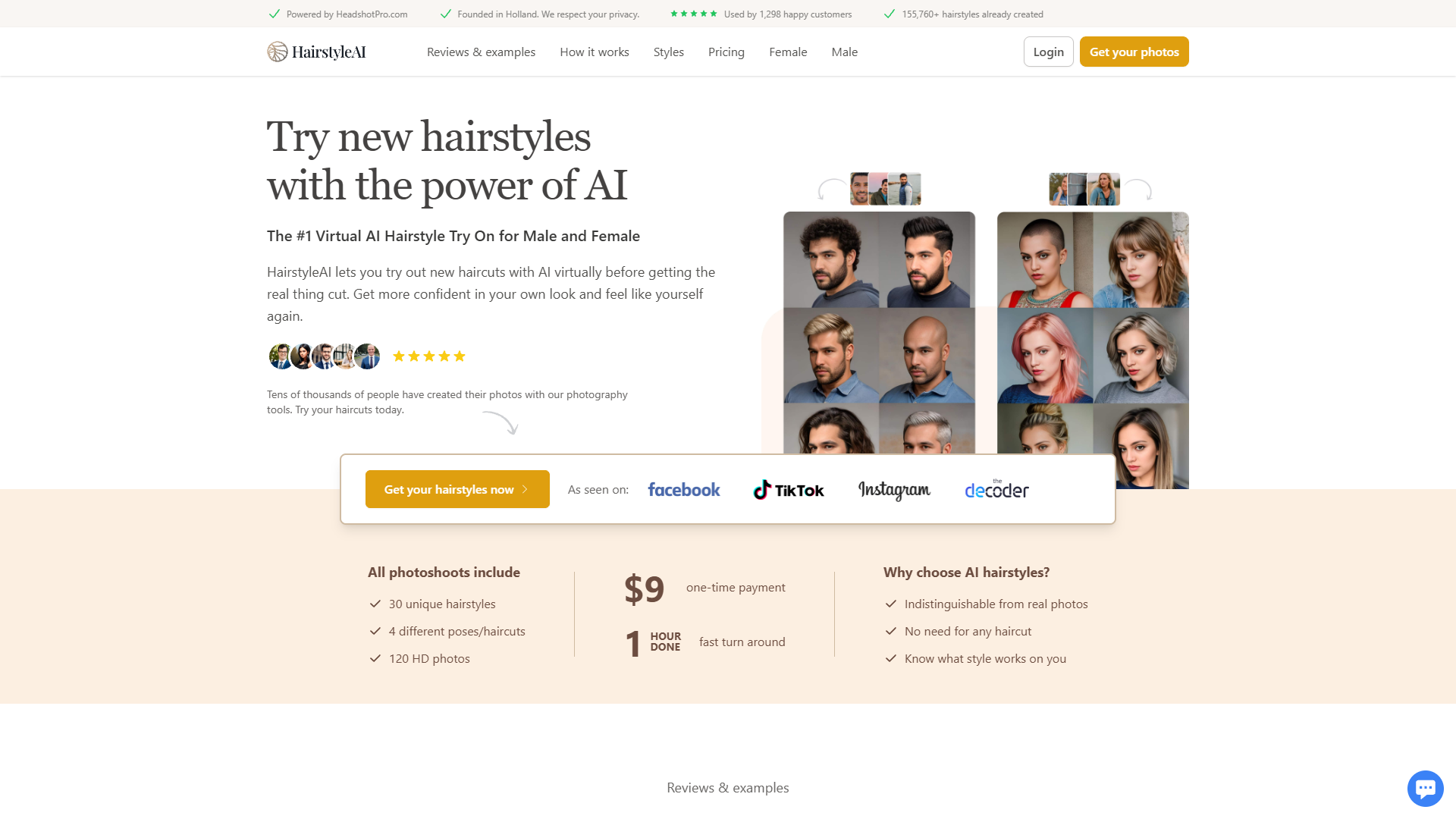 Screenshot for HairstyleAI