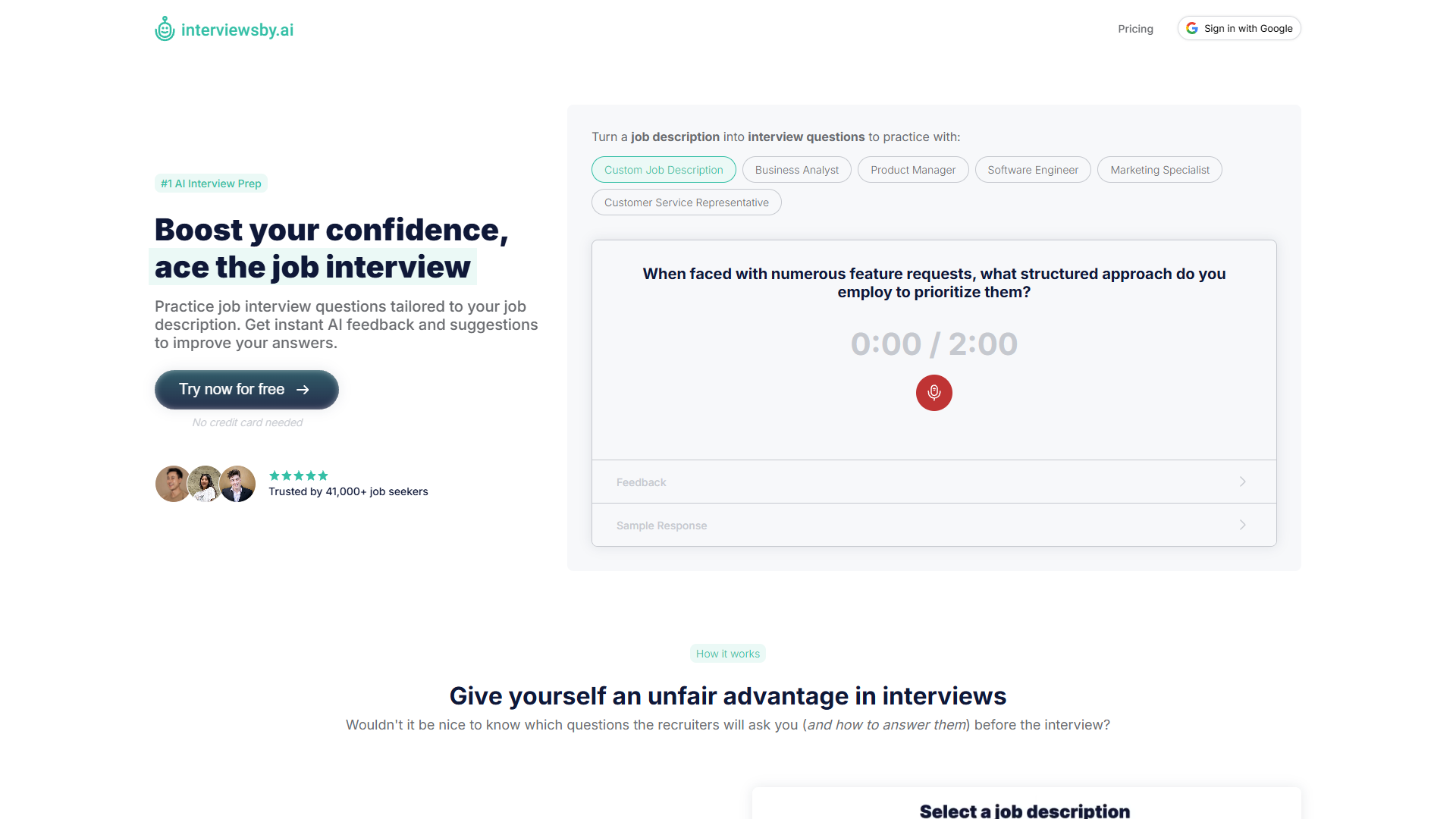 Screenshot for Interviews by AI