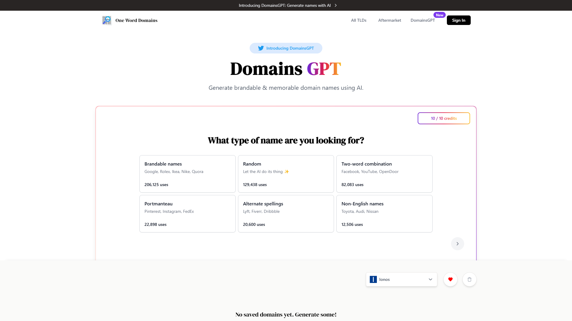 Screenshot for DomainsGPT