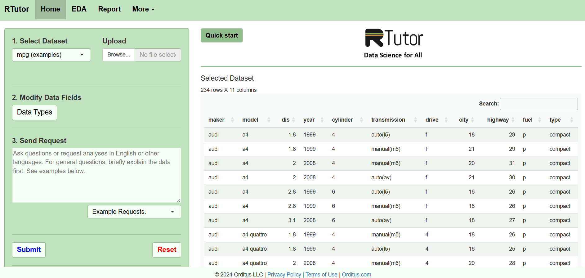 Screenshot for RTutor