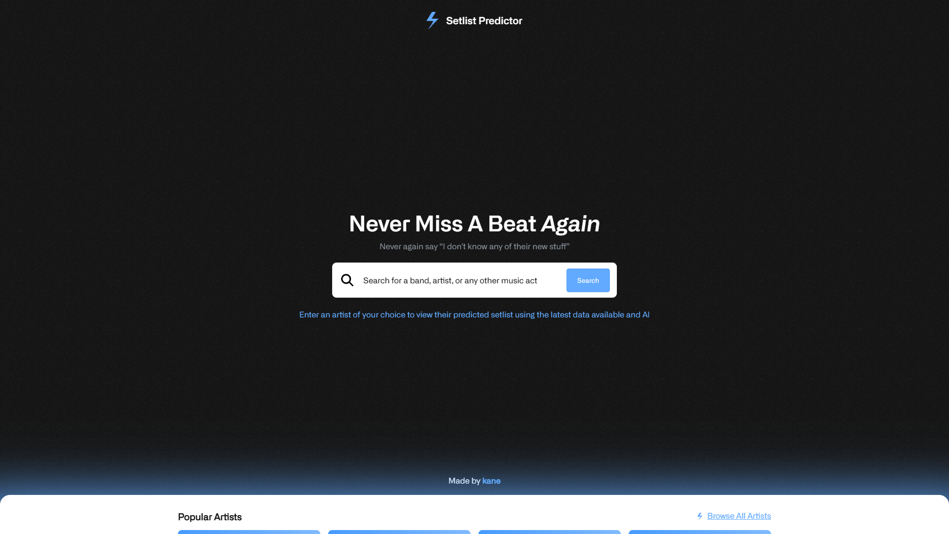 Screenshot for Setlist Predictor