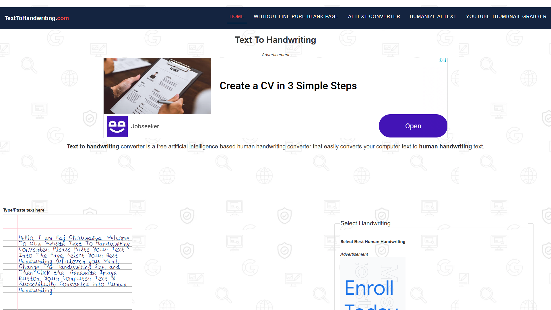 Screenshot for Text to Handwriting