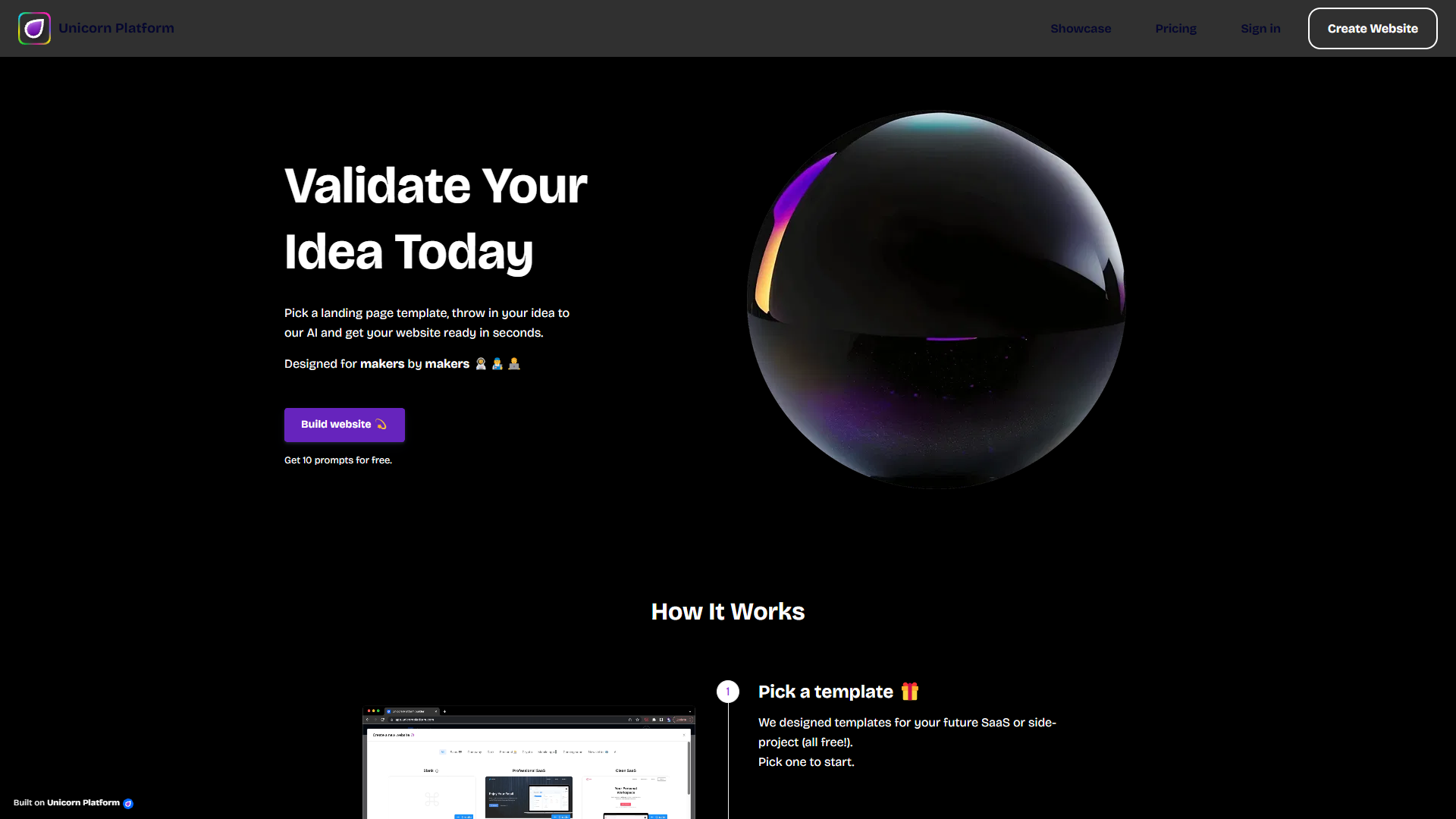 Screenshot for Unicorn Platform