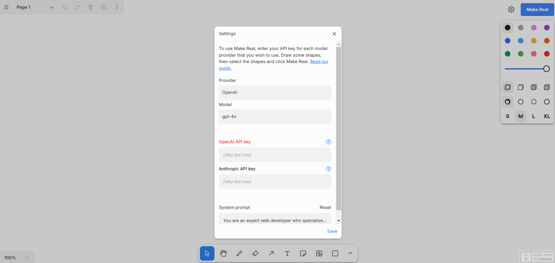 Screenshot for Make Real by tldraw