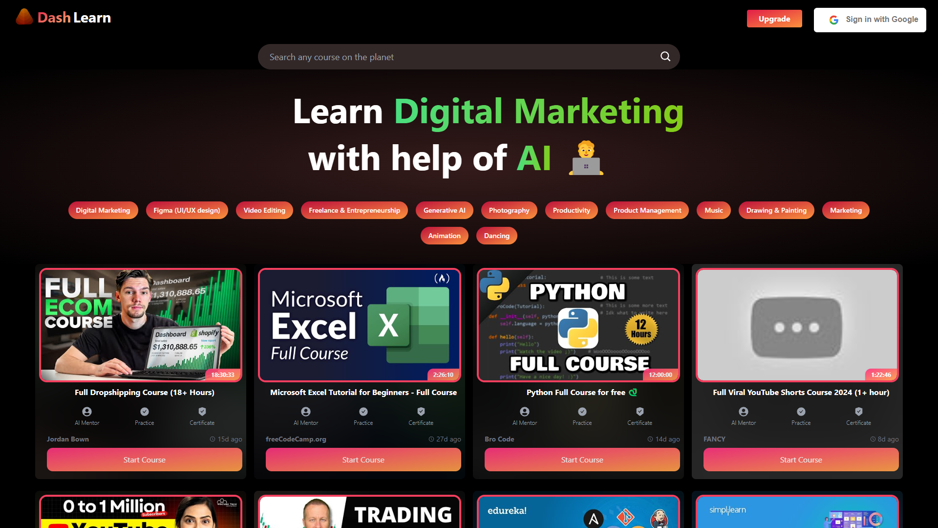 Screenshot for DashLearn