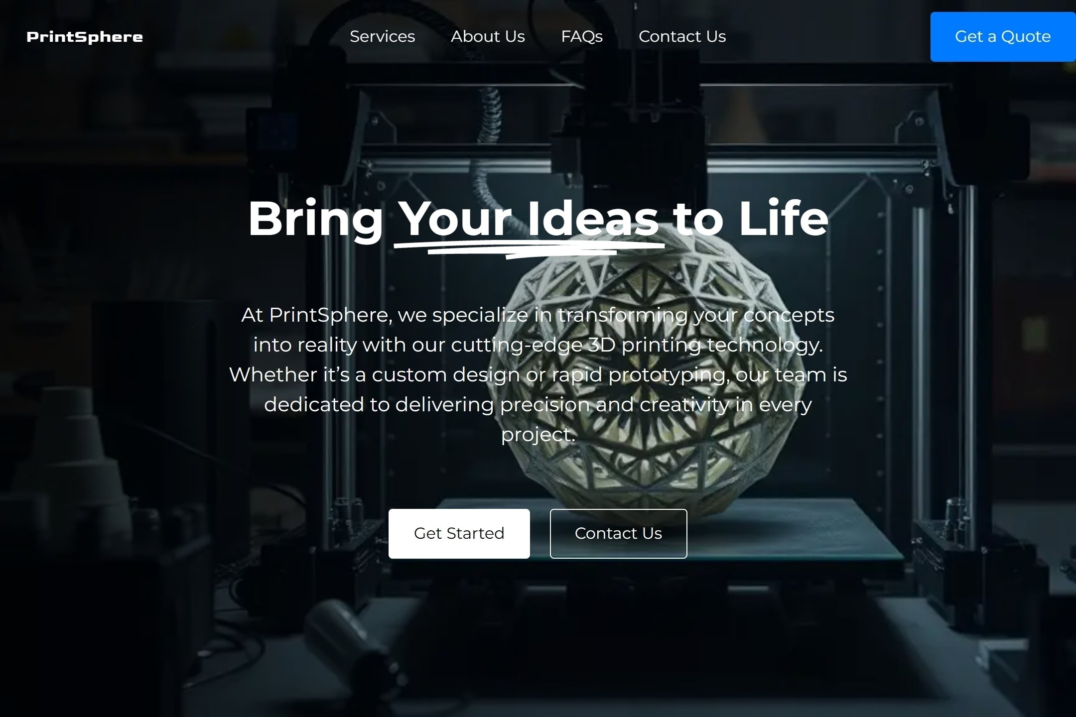 3D printing service website template