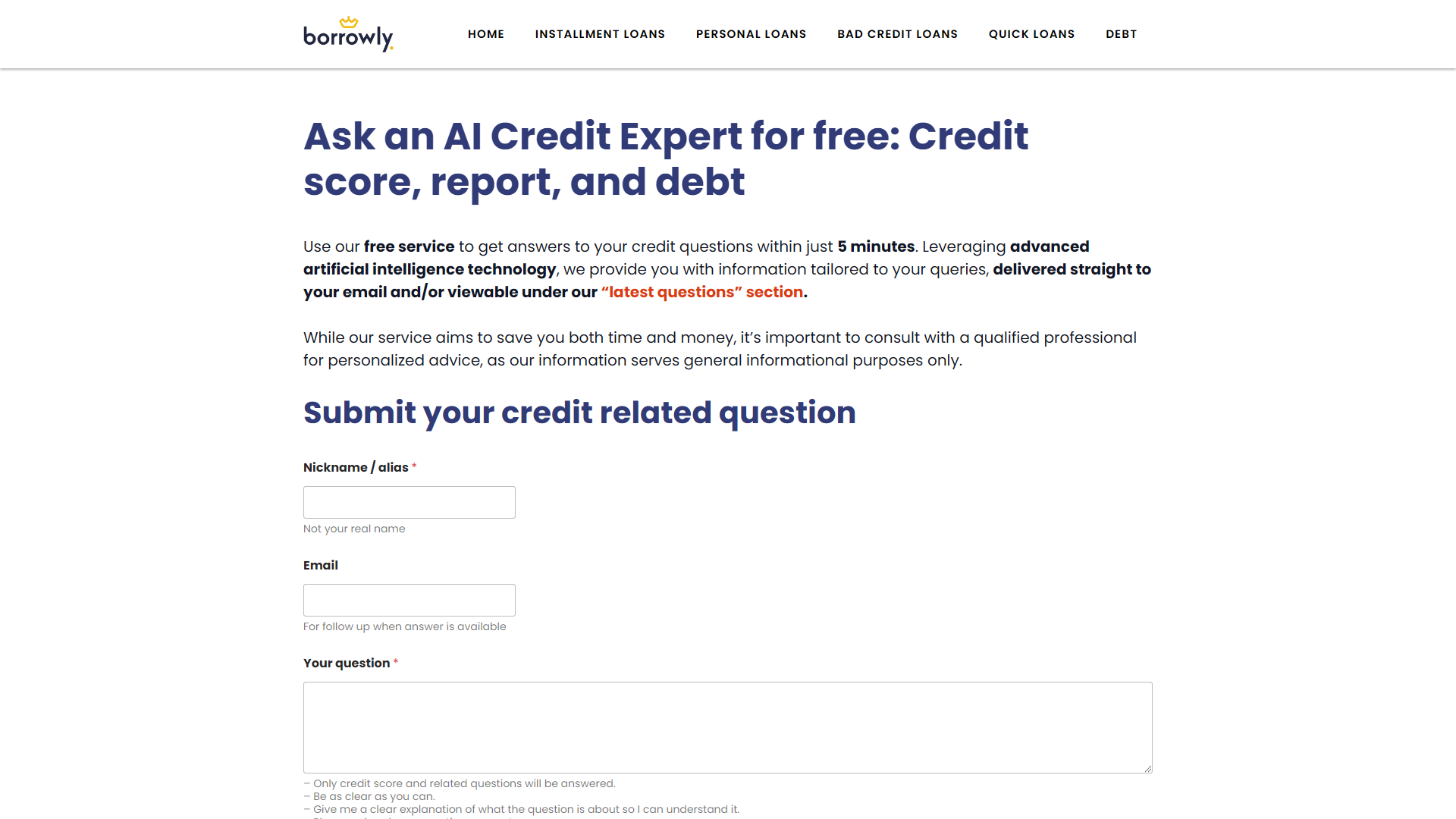 Screenshot for Ask an AI Credit Expert