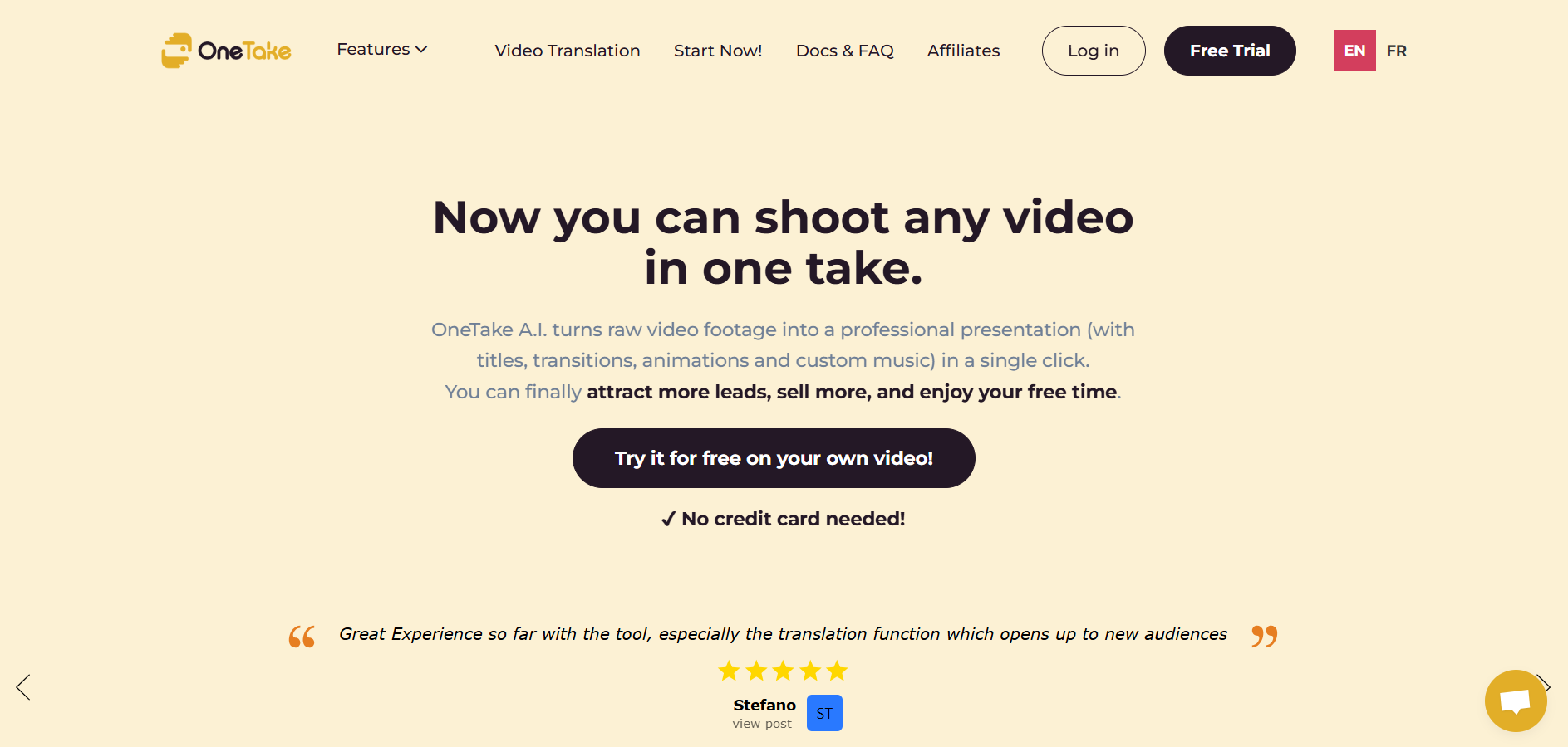 Screenshot for OneTake AI
