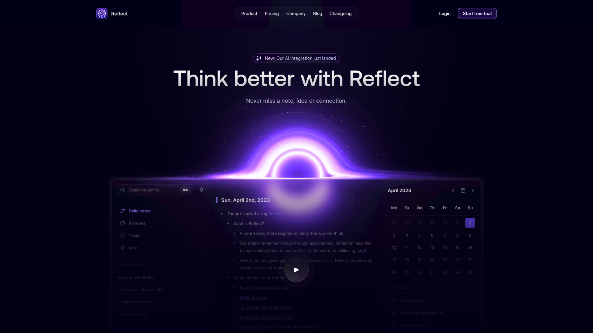 Screenshot for Reflect Notes
