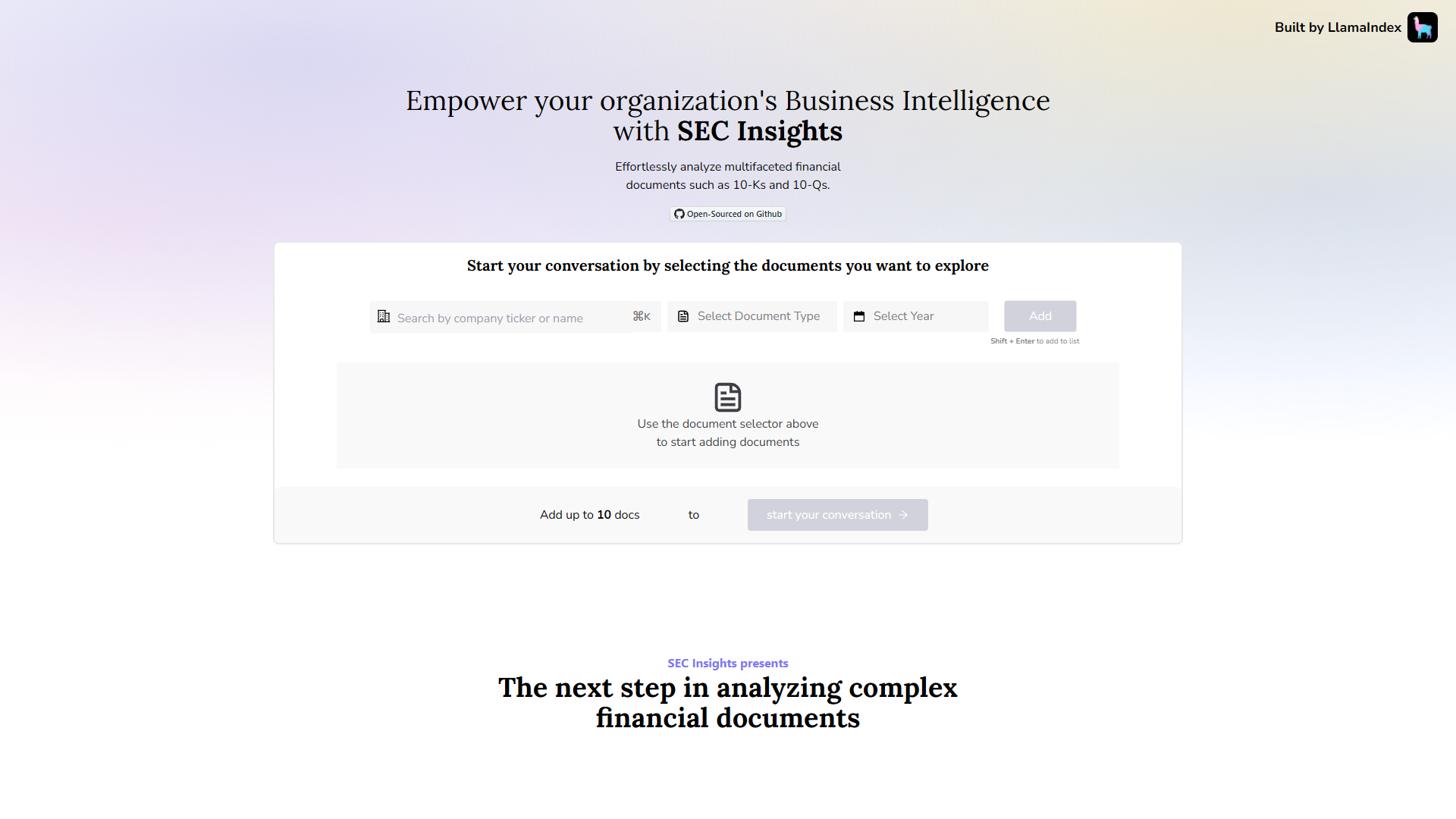 Screenshot for SEC Insights