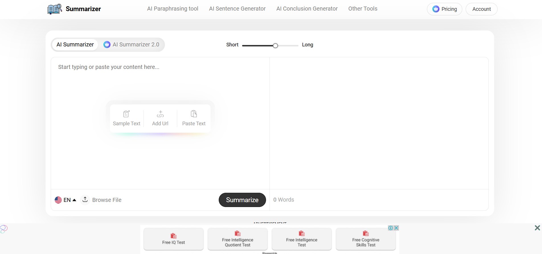 Screenshot for Summarizer AI
