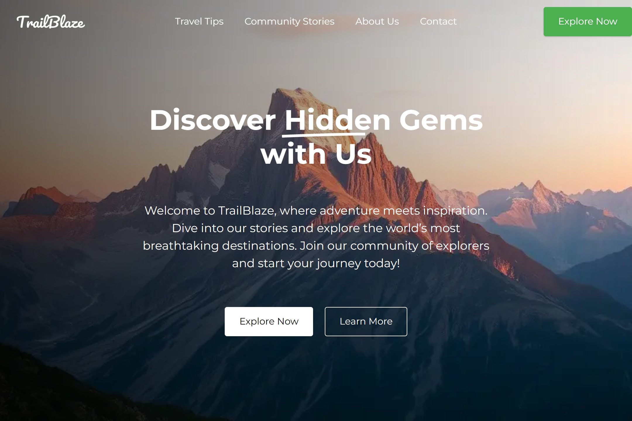 Adventure blog website template