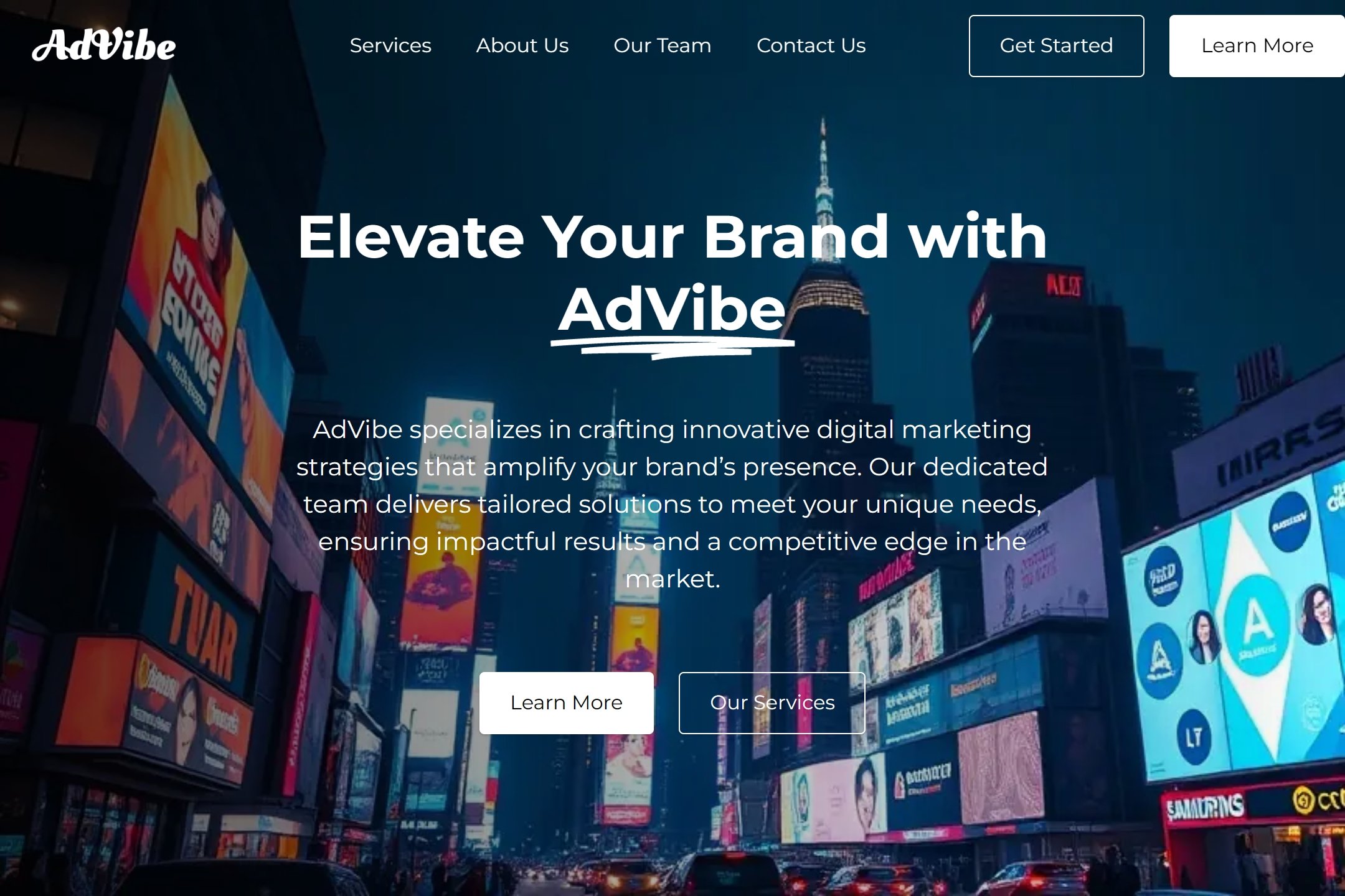 Advertising website template