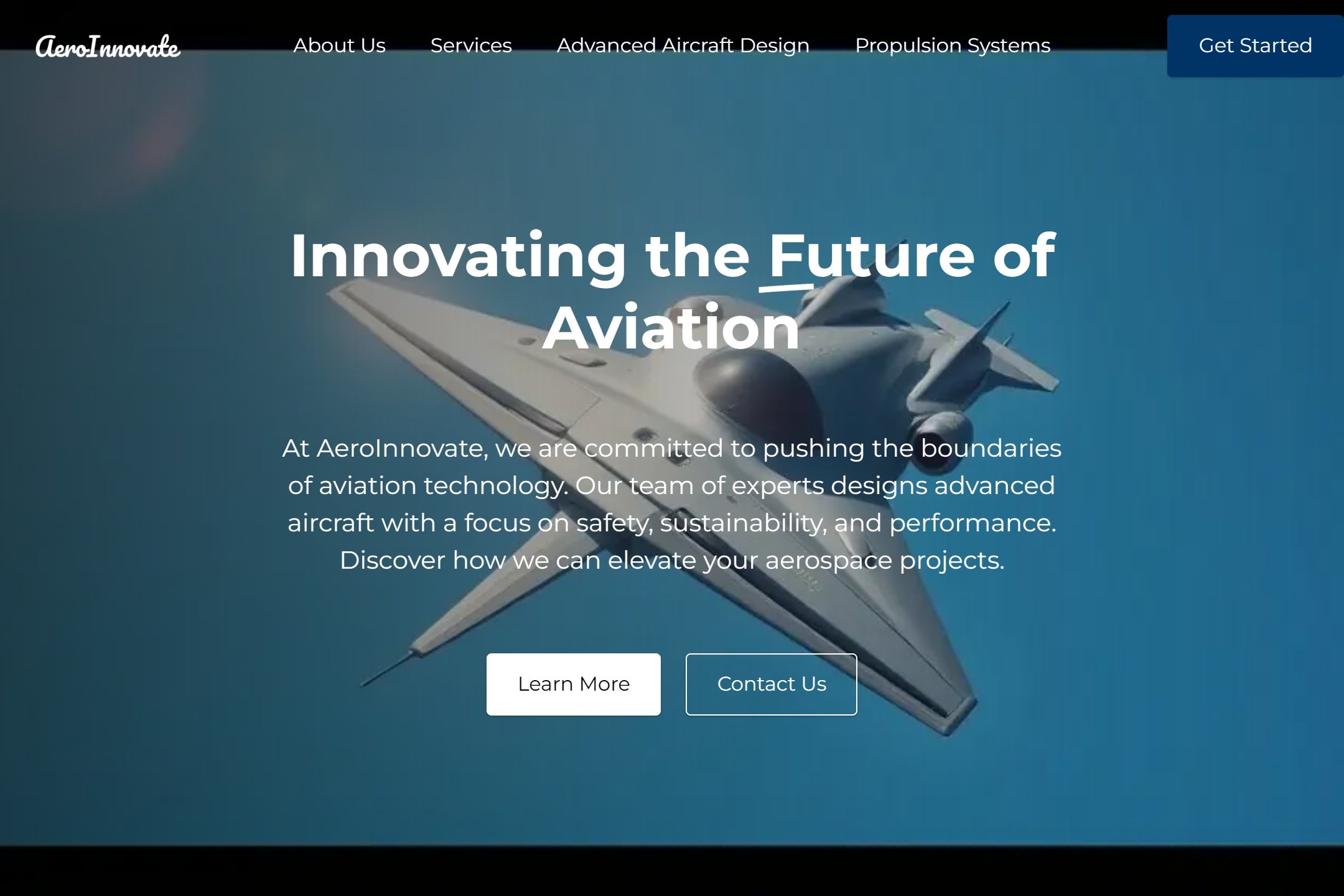 Aerospace engineering firm website template