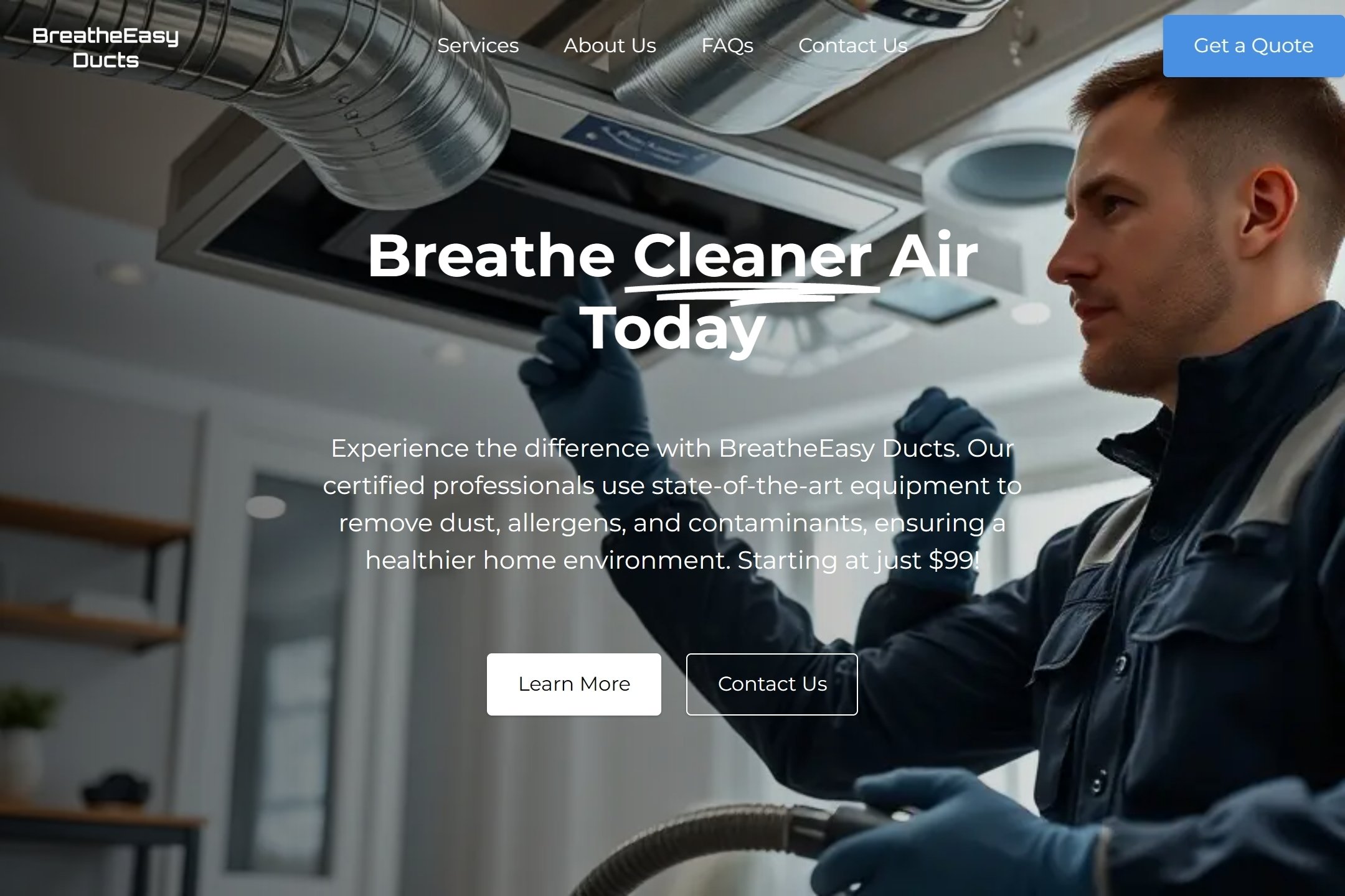 Air duct cleaning service website template