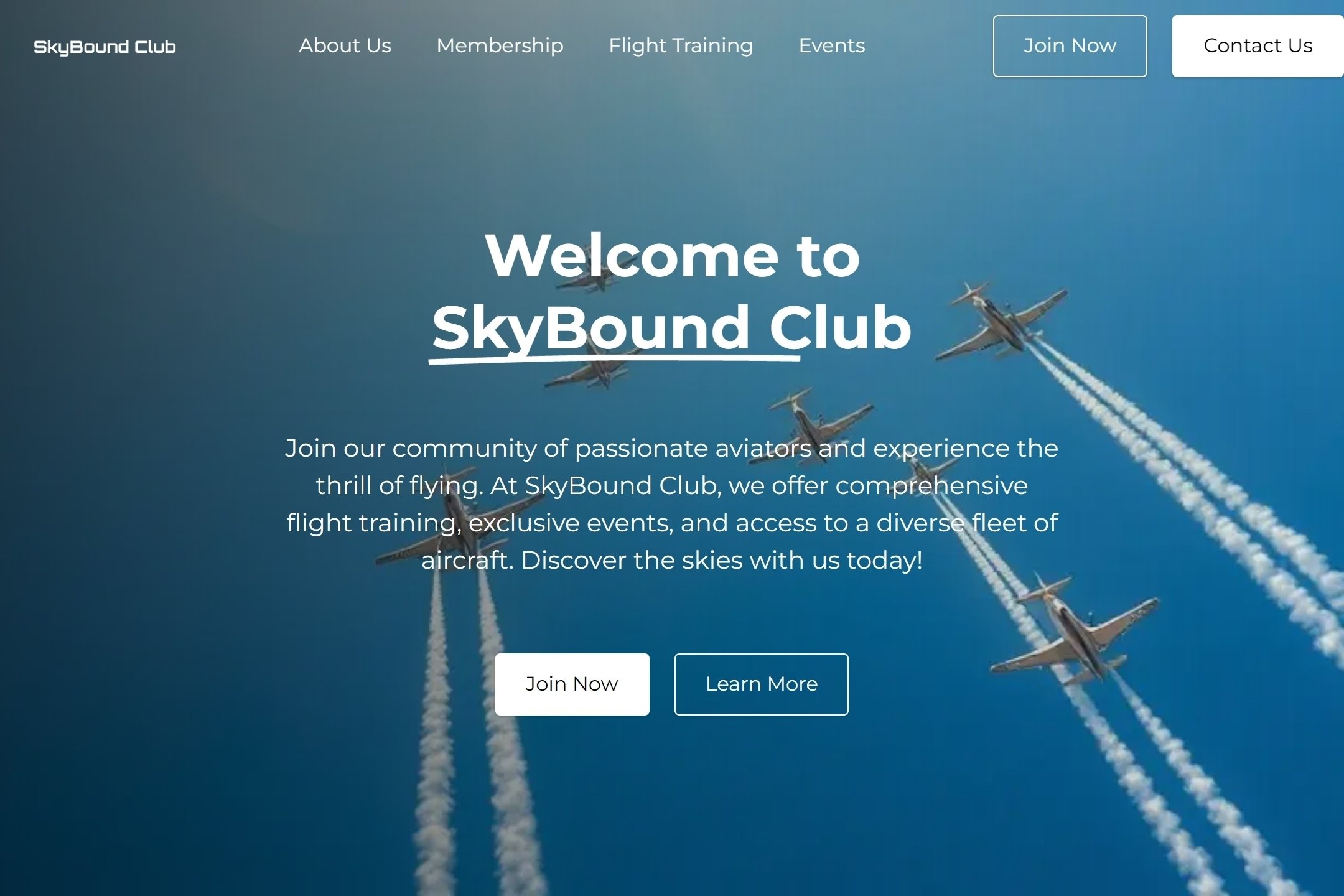 Airplane club website template