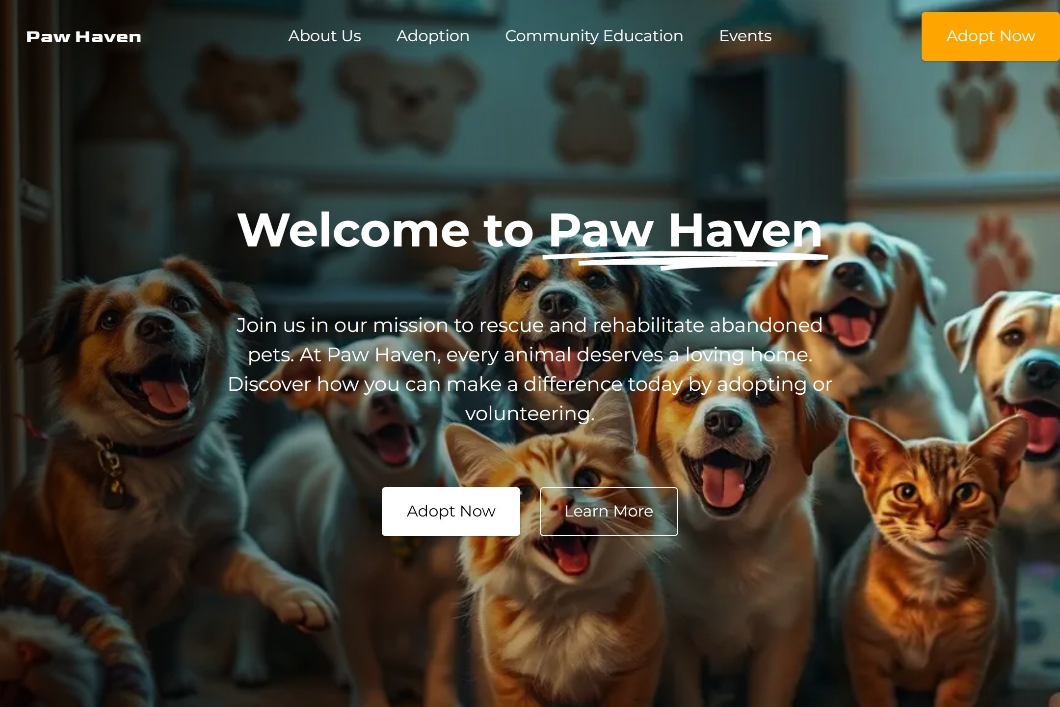 Animal shelter website template