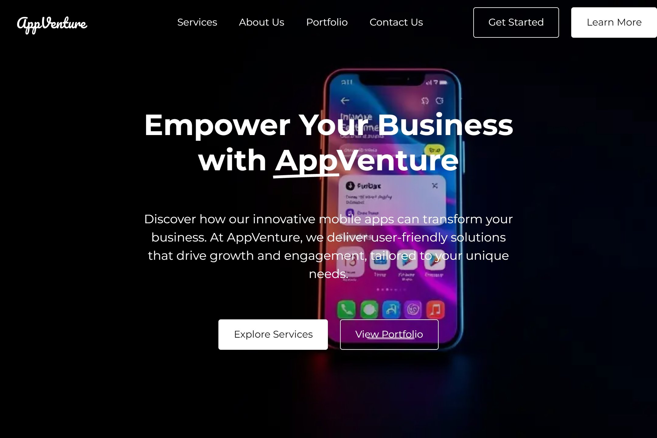 App development company website template