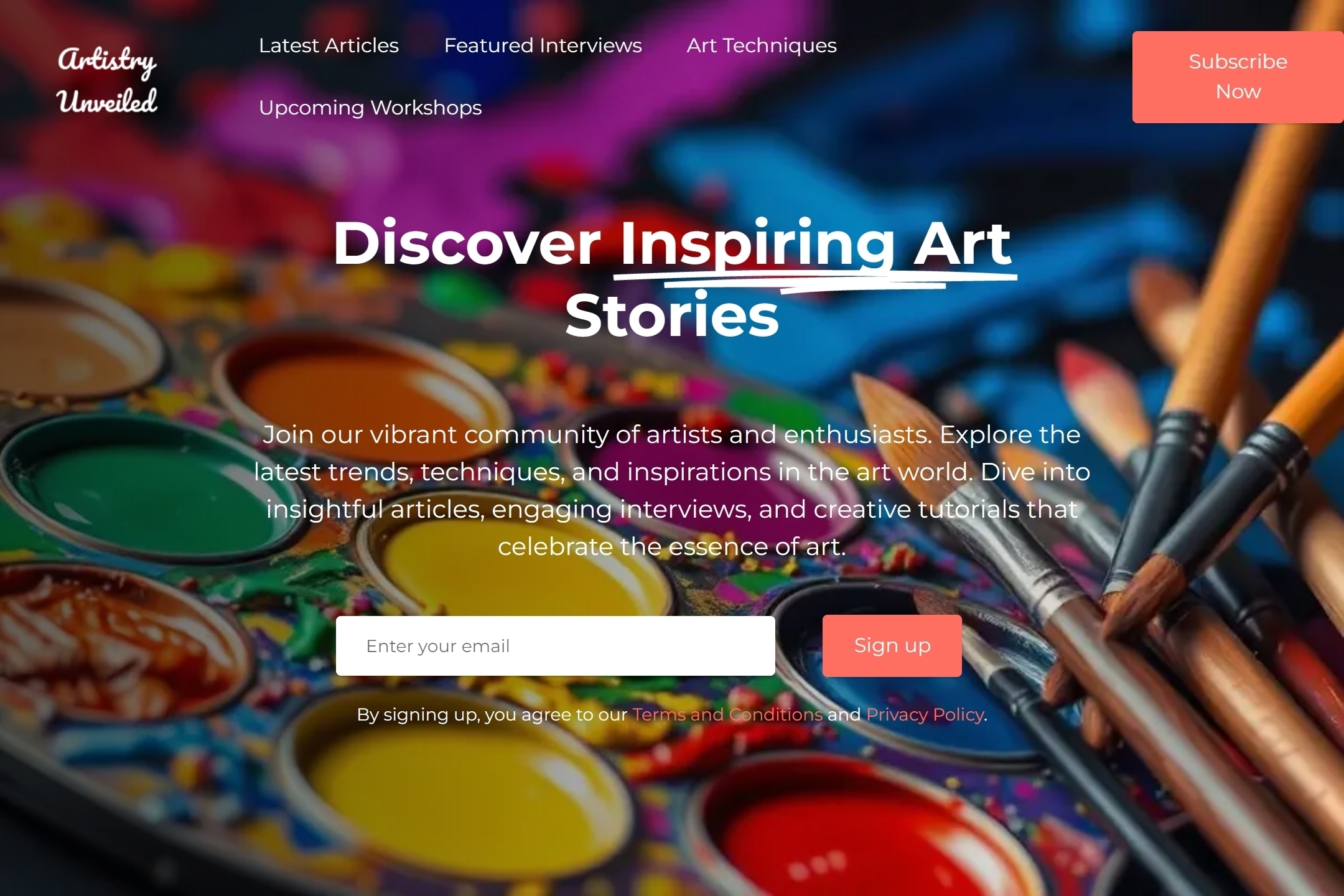 Art blog website template