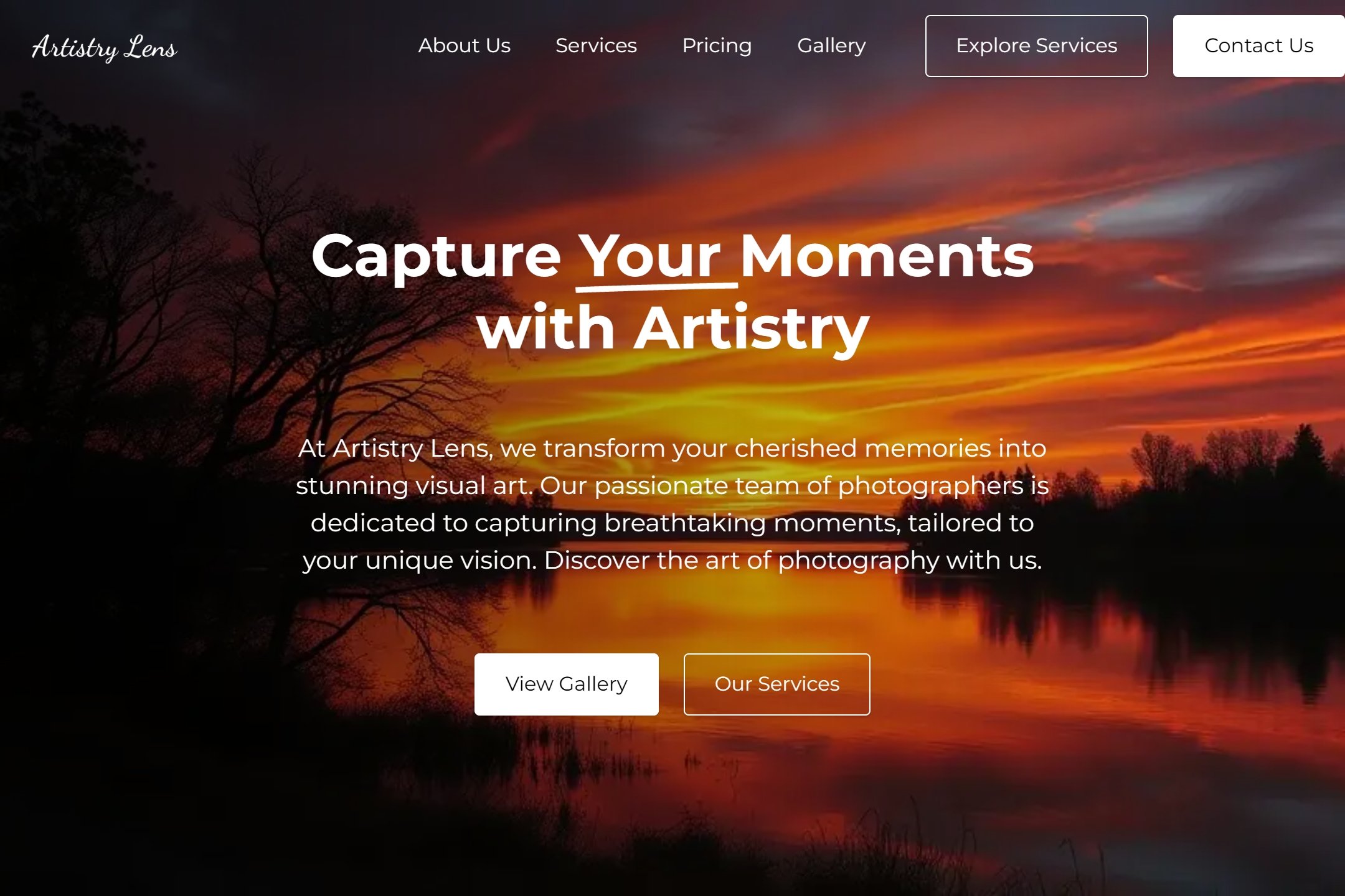 Artistic photographer website template