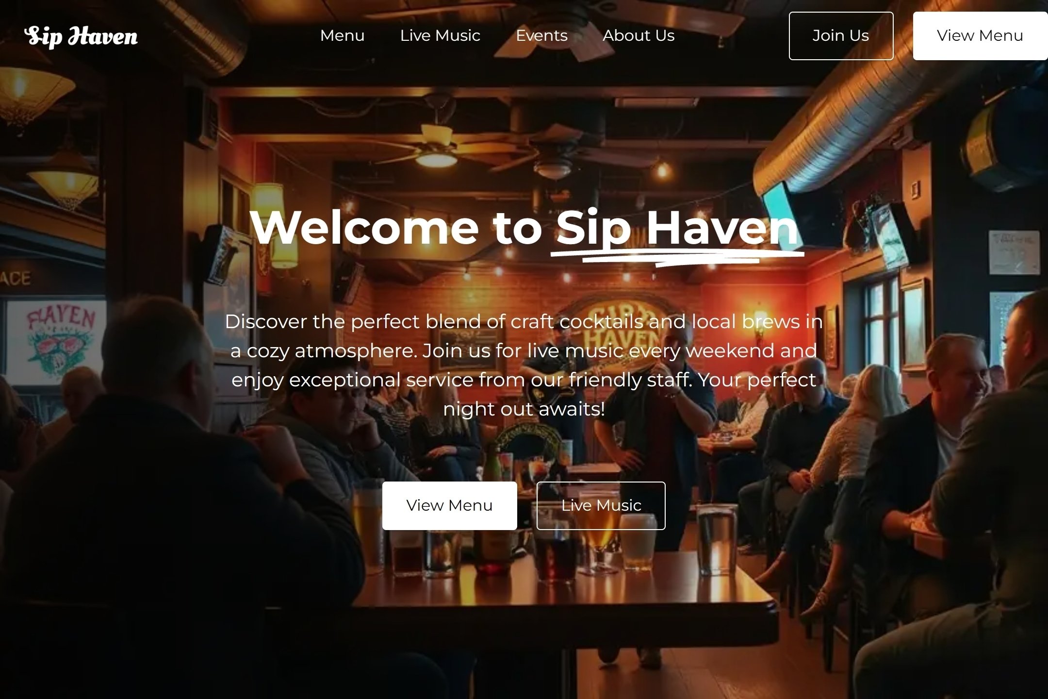 Bar website template