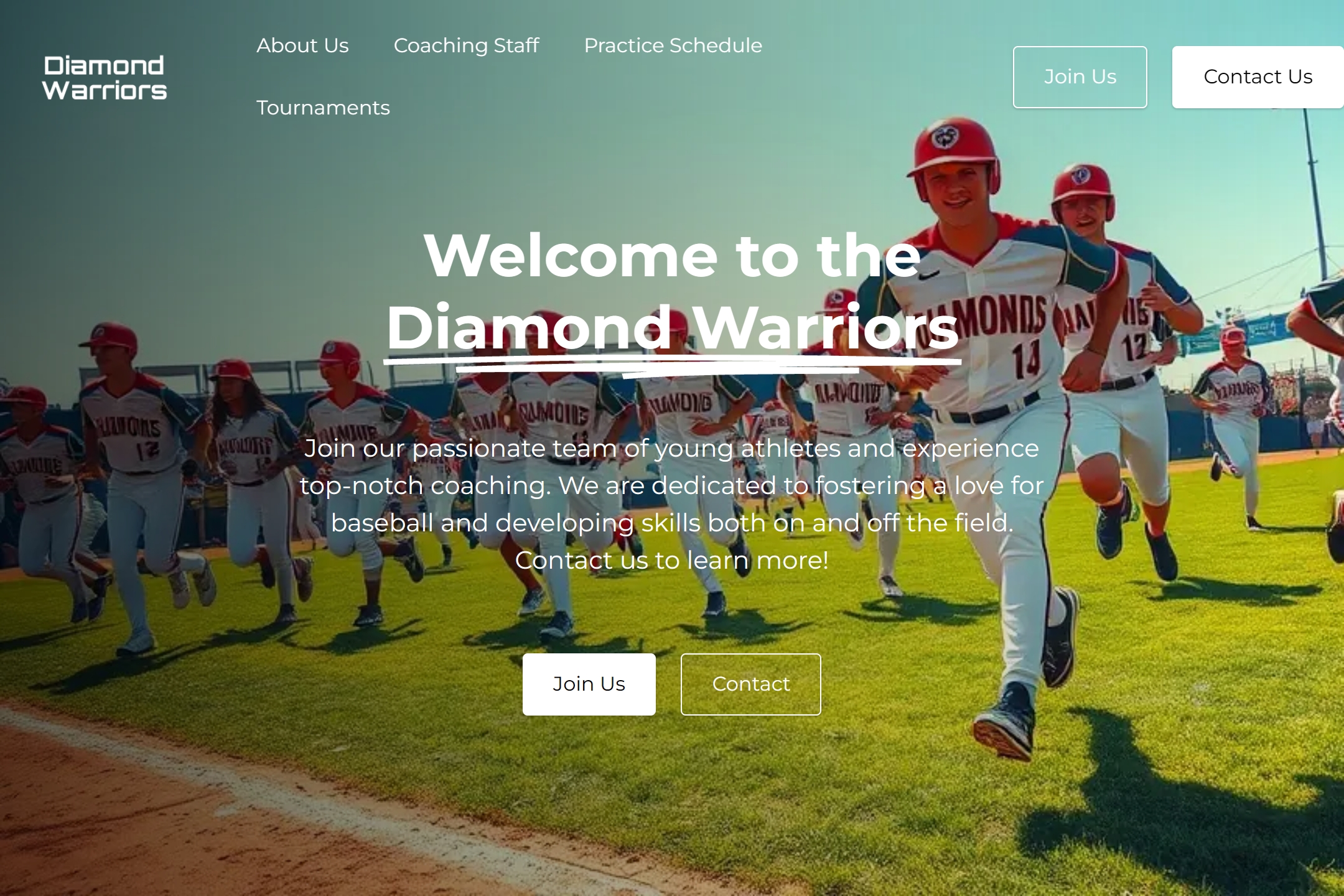 Baseball team website template